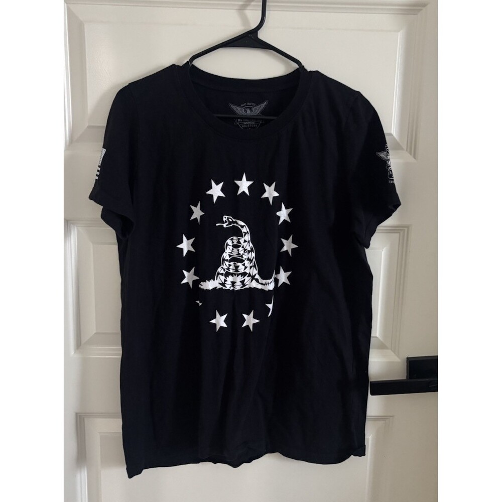 We The People Holsters Women's Black Patriotic Graphic Crewneck Tee XL